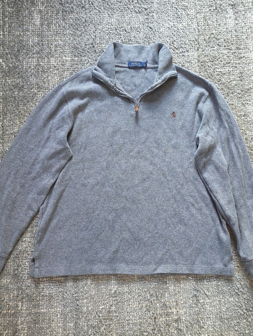 Polo Ralph Lauren Quarter Zip Pullover Mens Large Gray Cotton Sweater